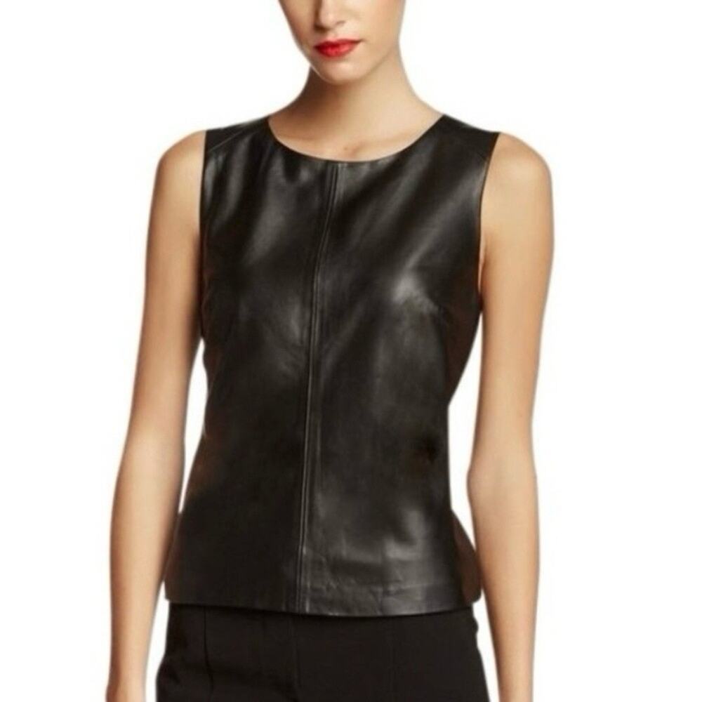 Trina Turk Antonia Leather Top Back Zip Closure Size 4 Excellent Condition